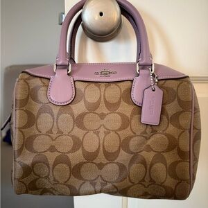 Coach Tan and Purple Signature Satchel